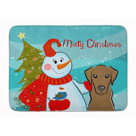 Carolines Treasures Snowman with Chocolate Labrador Machine Washable Memory Foam Mat BB1854RUG